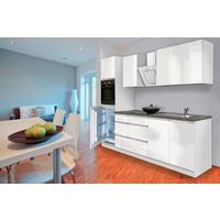 Küchenblock Premium Weiss mit E-Geräten B: ca. 270 cm - Weiß/Grau, MODERN, Holzwerkstoff (270cm) - Respekta