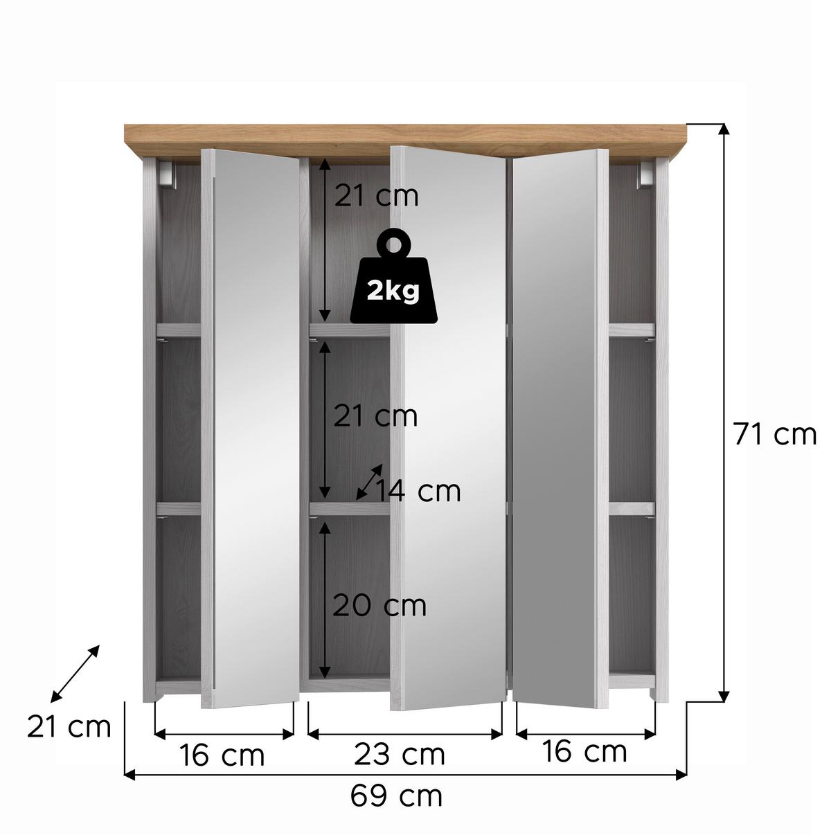 Spiegelschrank Verona Lärchenfarben - Trend, Glas/Holzwerkstoff (69/71/21cm) - MID.YOU