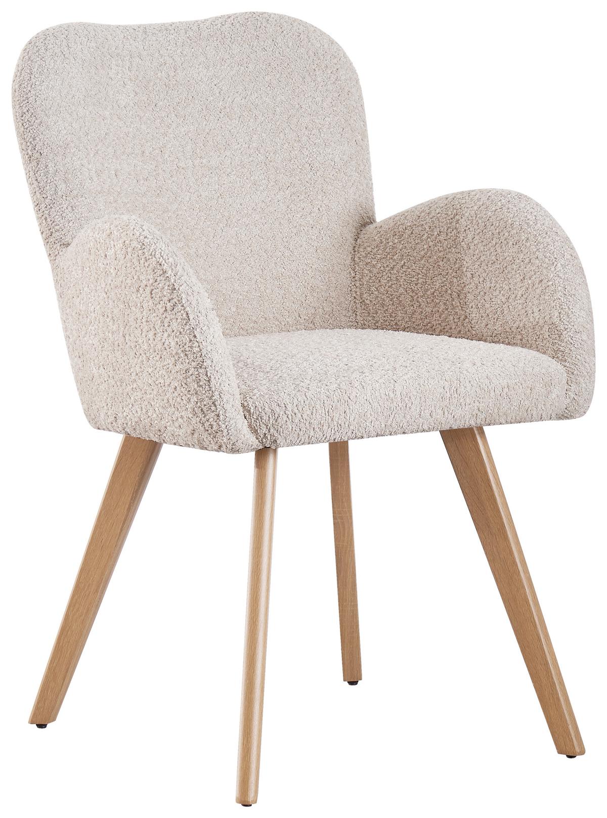 KRZESŁO Z PODŁOKIETNIKAMI LYDIA - kolor dębowy/beżowy, Modern, metal/tkanina (57/85/63cm) - MID.YOU