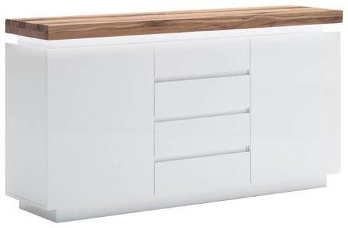 KOMODA SZEROKA ROMINA - kolor dębowy/biały, Design, materiał drewnopochodny/drewno (150/81/40cm)