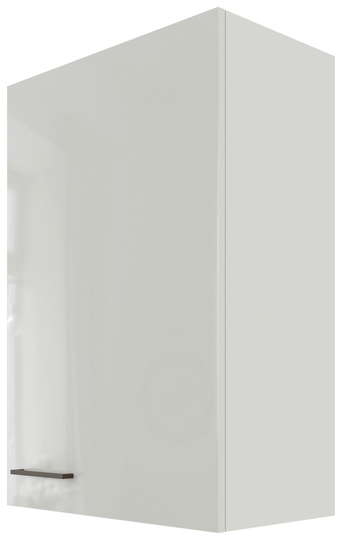 Küchenoberschrank in Lichtgrau glänzend - Schwarz/Grau, MODERN, Holzwerkstoff/Metall (60/89/32cm) - FlexWell