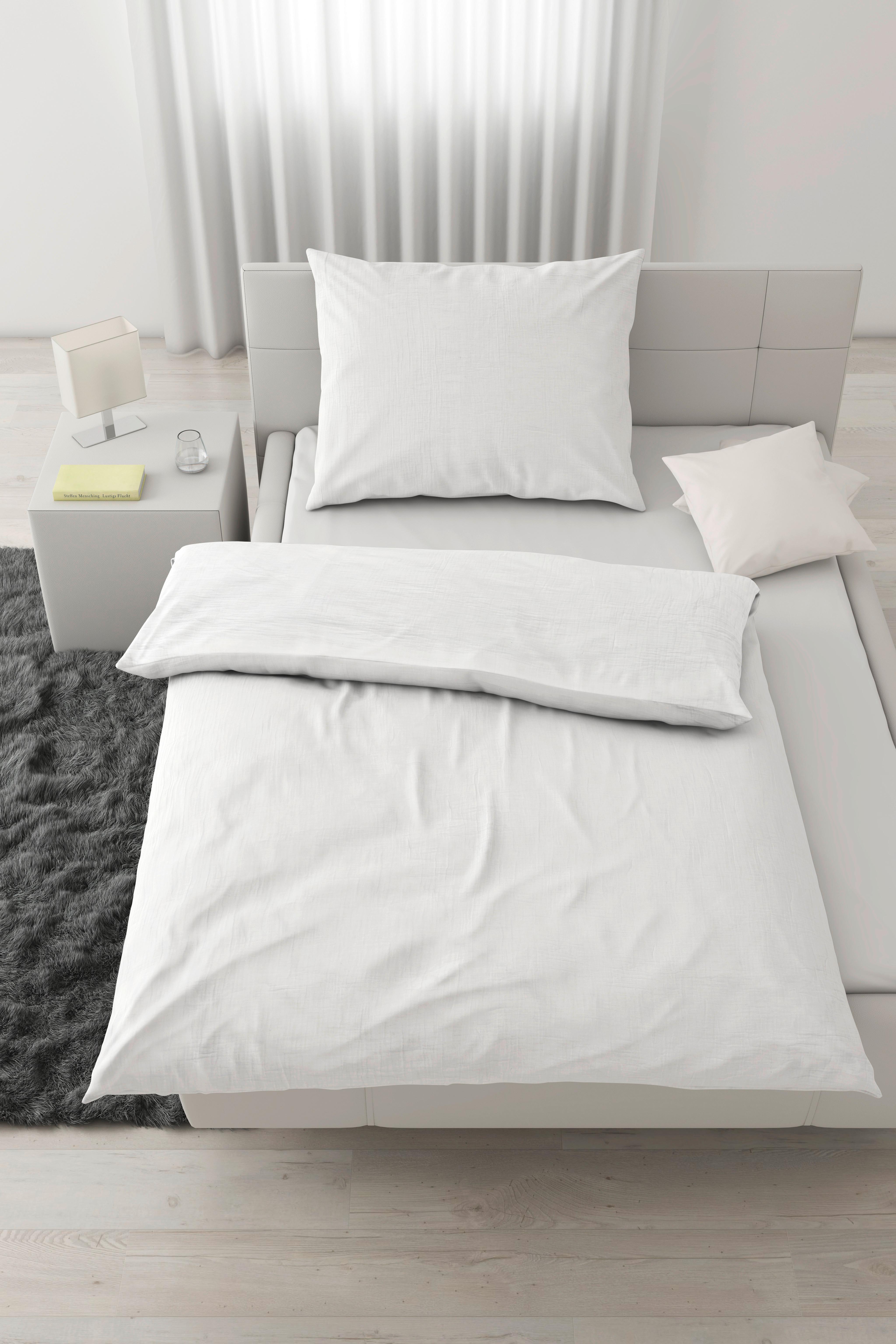 Bettwäsche Melania in Weiß ca. 140x200cm - Weiß, LIFESTYLE, Textil (140/200cm) - Modern Living