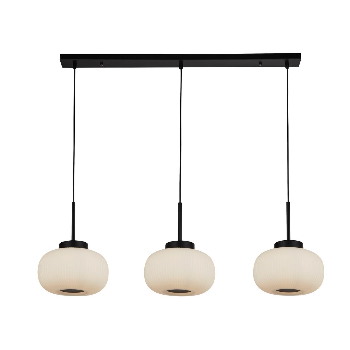 Függőlámpa Lumina 10271-3bk - fekete/fehér, Design, üveg/fém (104/130/24cm)
