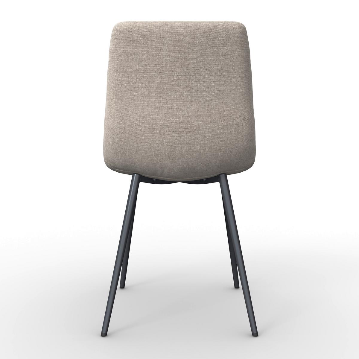 Stuhl Ria Greige Mikrofaser Gepolstert - Greige/Schwarz, MODERN, Textil/Metall (44/87/54cm) - Bessagi Home