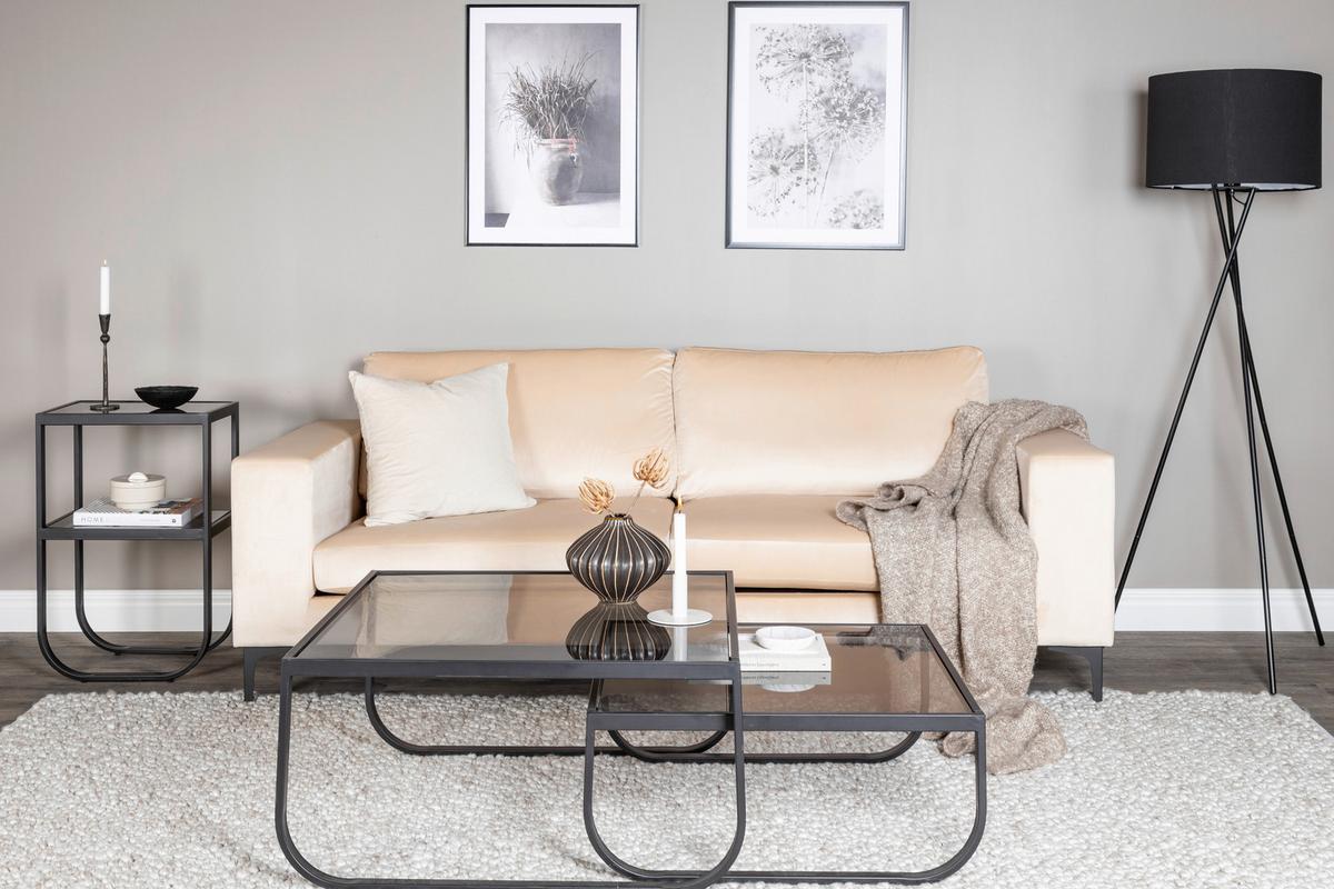 2-SITZER-SOFA BOLERO - Beige/Schwarz, Design, Kunststoff/Textil (215/84/88cm) - Livetastic