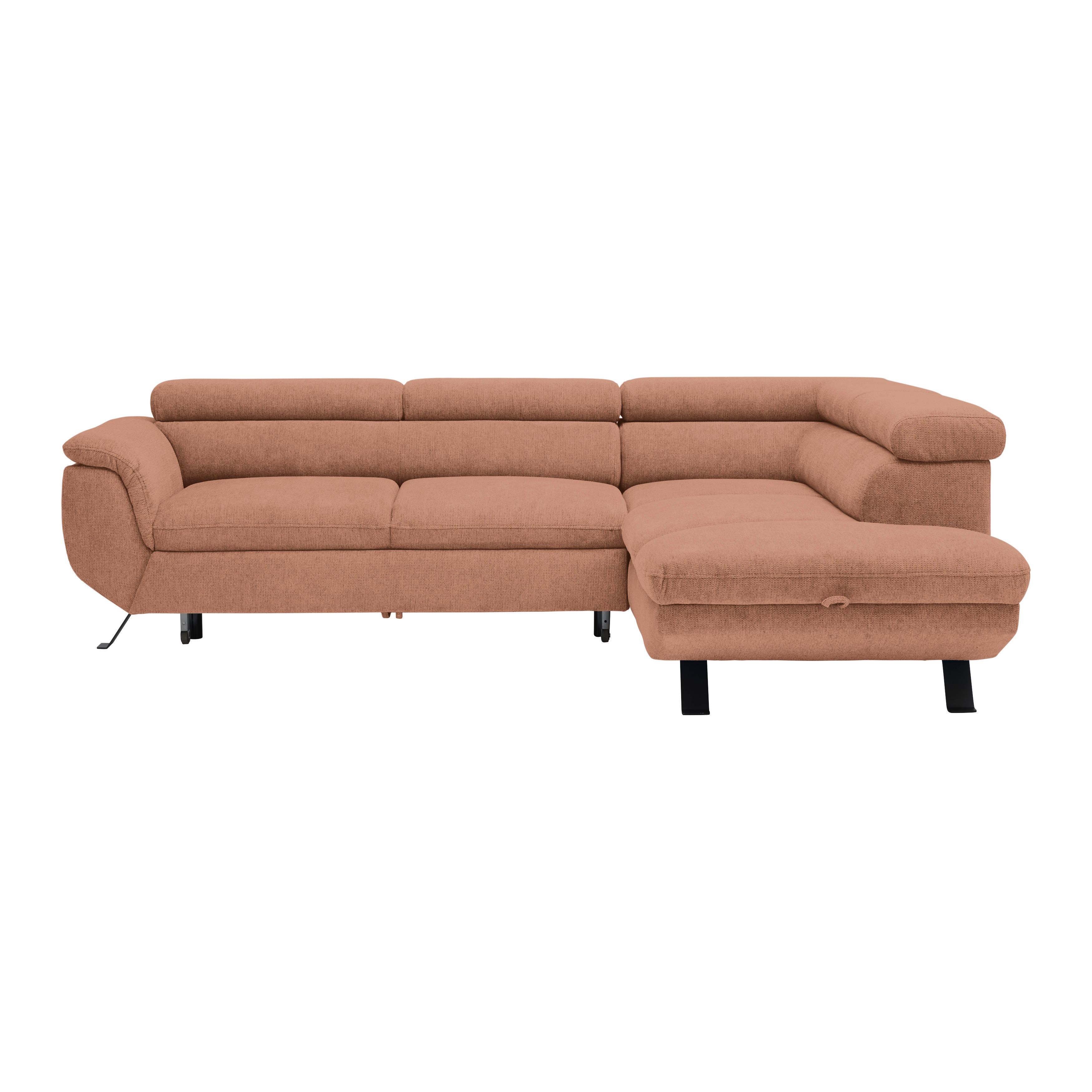 Ecksofa Raven Aprikose - Aprikose/Schwarz, MODERN, Textil/Metall (257/198cm) - Mömax