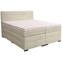 Boxspringbett Malaga ohne Fußteil Beige ca. 160x200cm - Beige/Silberfarben, KONVENTIONELL, Holz/Holzwerkstoff (160/200cm) - Premium Living