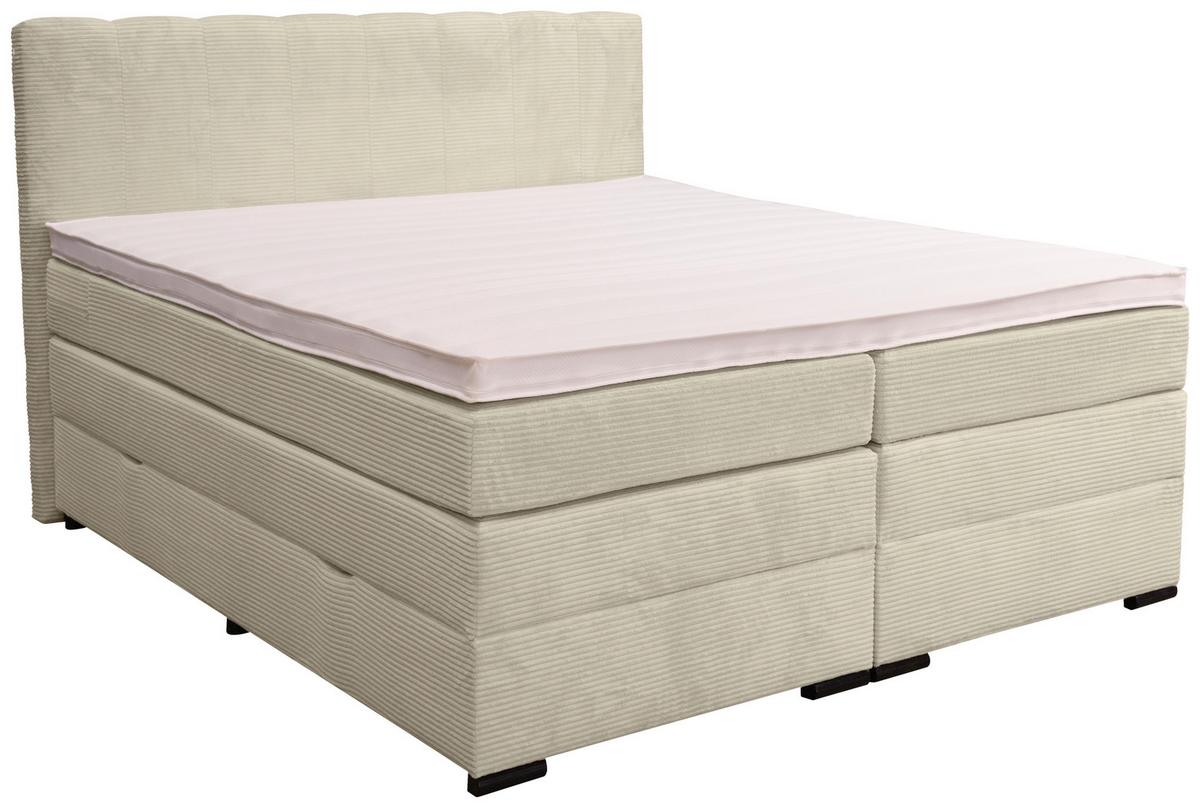 Boxspringbett Malaga ohne Fußteil Beige ca. 160x200cm - Beige/Silberfarben, KONVENTIONELL, Holz/Holzwerkstoff (160/200cm) - Premium Living