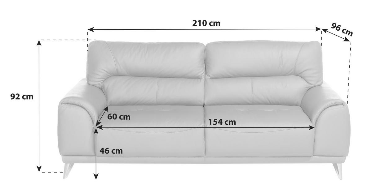 Dreisitzer-Sofa "Frisco" , weiß - Chromfarben/Weiß, MODERN, Textil/Metall (210/92/96cm) - MID.YOU