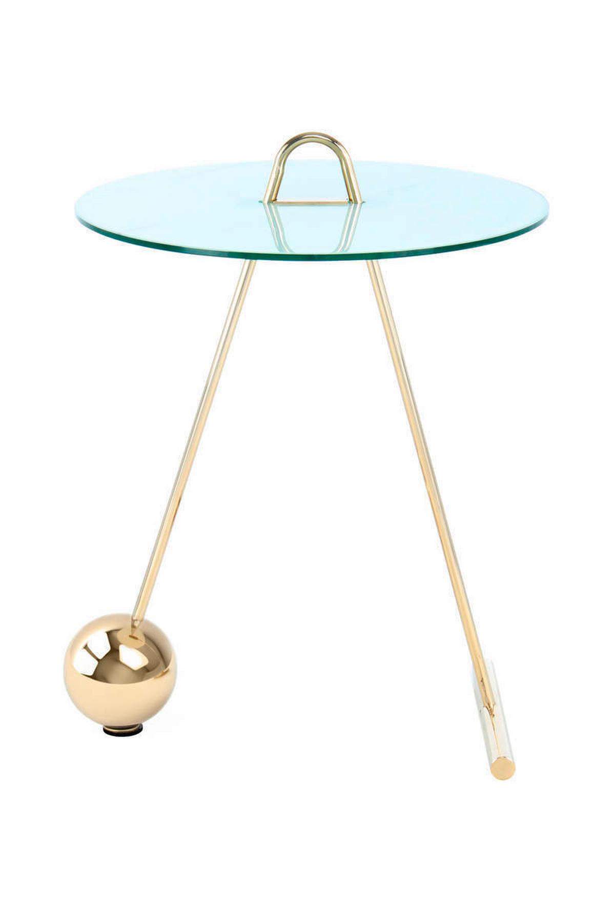 BEISTELLTISCH 7QGB3 - Weiss/Goldfarben, Basics, Glas/Metall (46/60cm) - Kayoom