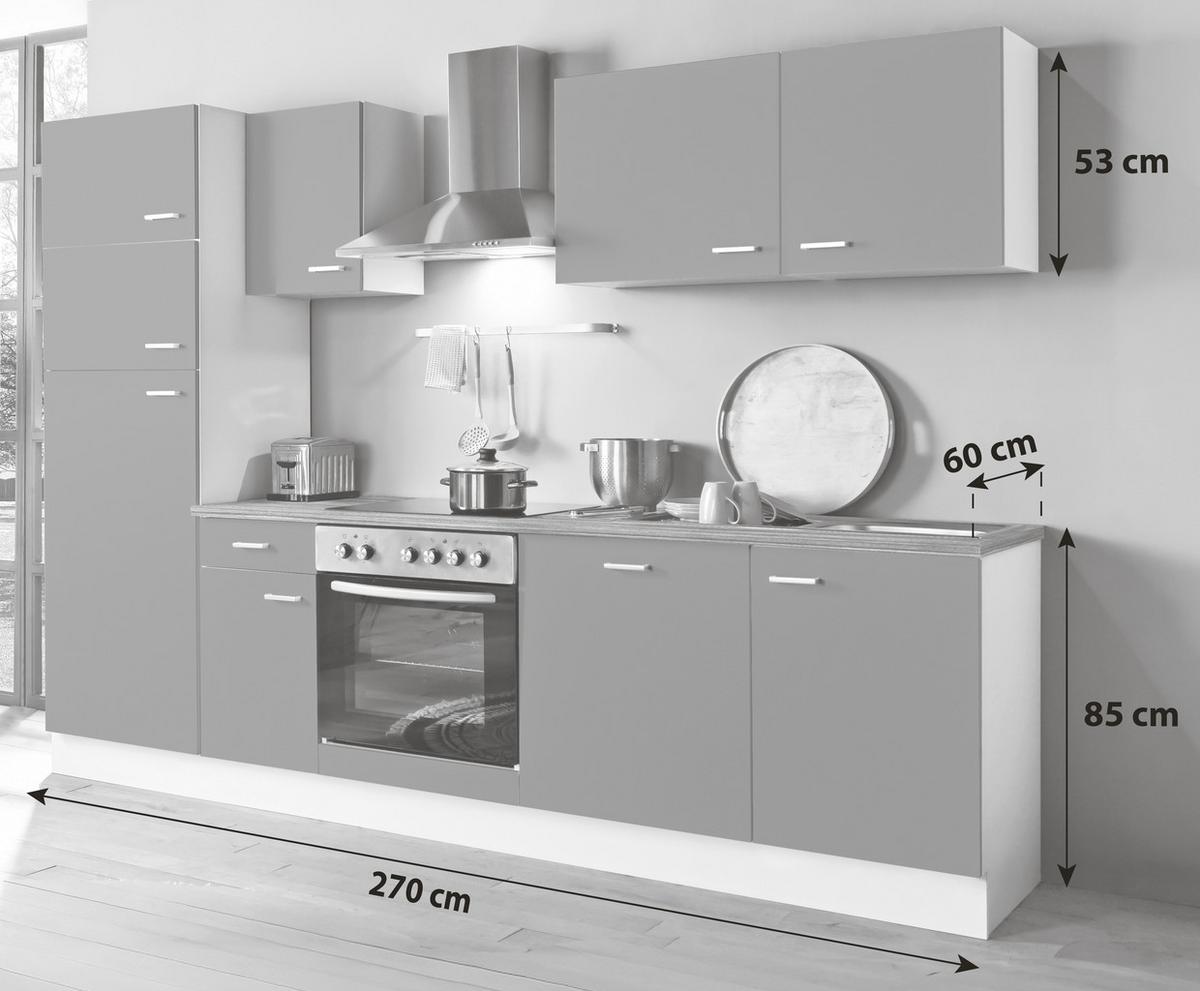 Küchenblock White-Classic Weiß B: ca. 270 cm - Silberfarben/Graphitfarben, KONVENTIONELL, Holzwerkstoff/Kunststoff (270cm) - Menke