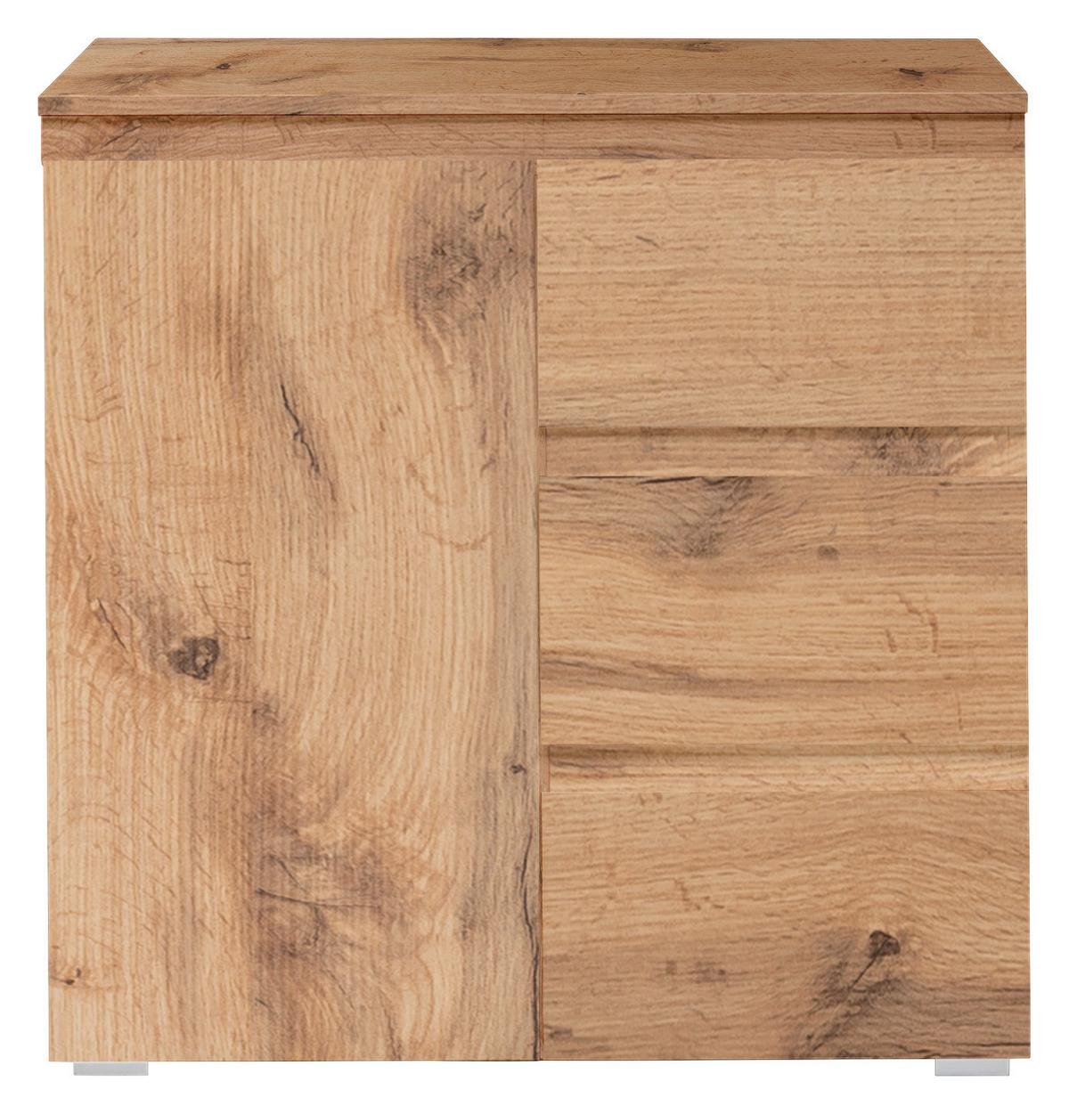 Komoda Image 2, Barva Hrasta - srebrne barve/barve hrasta, Konvencionalno, leseni material (80/80/40cm) - MID.YOU