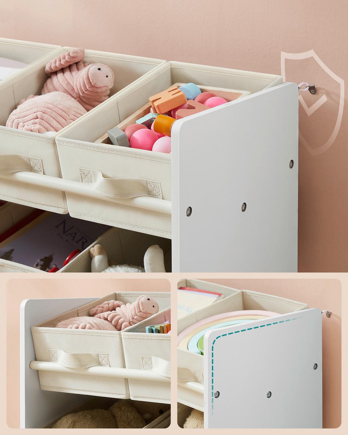 Kinderregal in Weiß, Beige ca. 62,5x60x29,5 cm - Beige/Weiß, MODERN, Holzwerkstoff/Textil (62,5/60/29,5cm) - MID.YOU