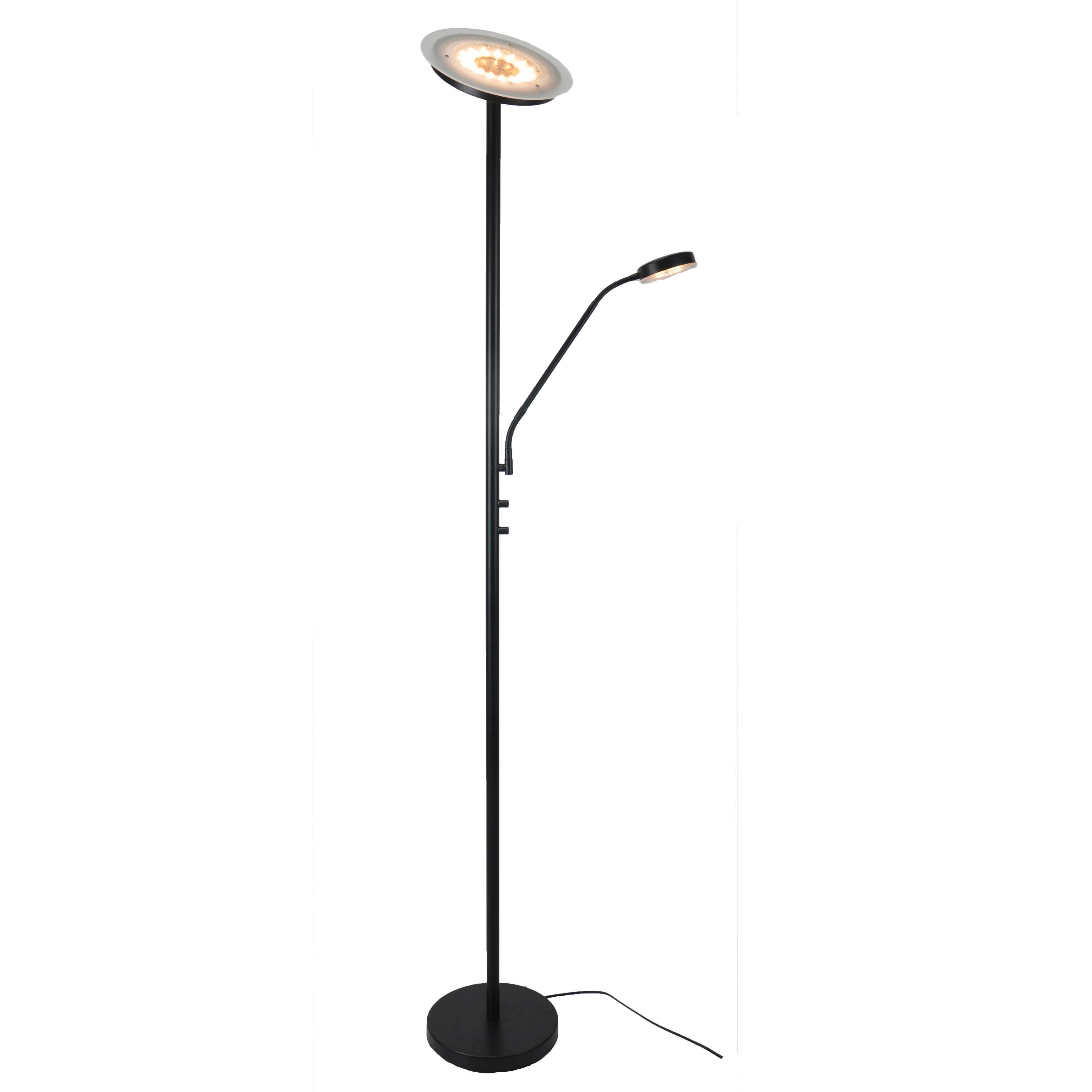 LED-Stehleuchte Minn max. 23,4 Watt - Weiss/Schwarz, Modern, Glas/Kunststoff (26/180cm) - Premium Living