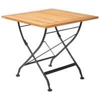 STÓŁ OGRODOWY SKŁADANY MÜNCHEN - kolor naturalny/czarny, Romantik / Landhaus, metal/drewno (80/80/75cm) - Ambia Garden