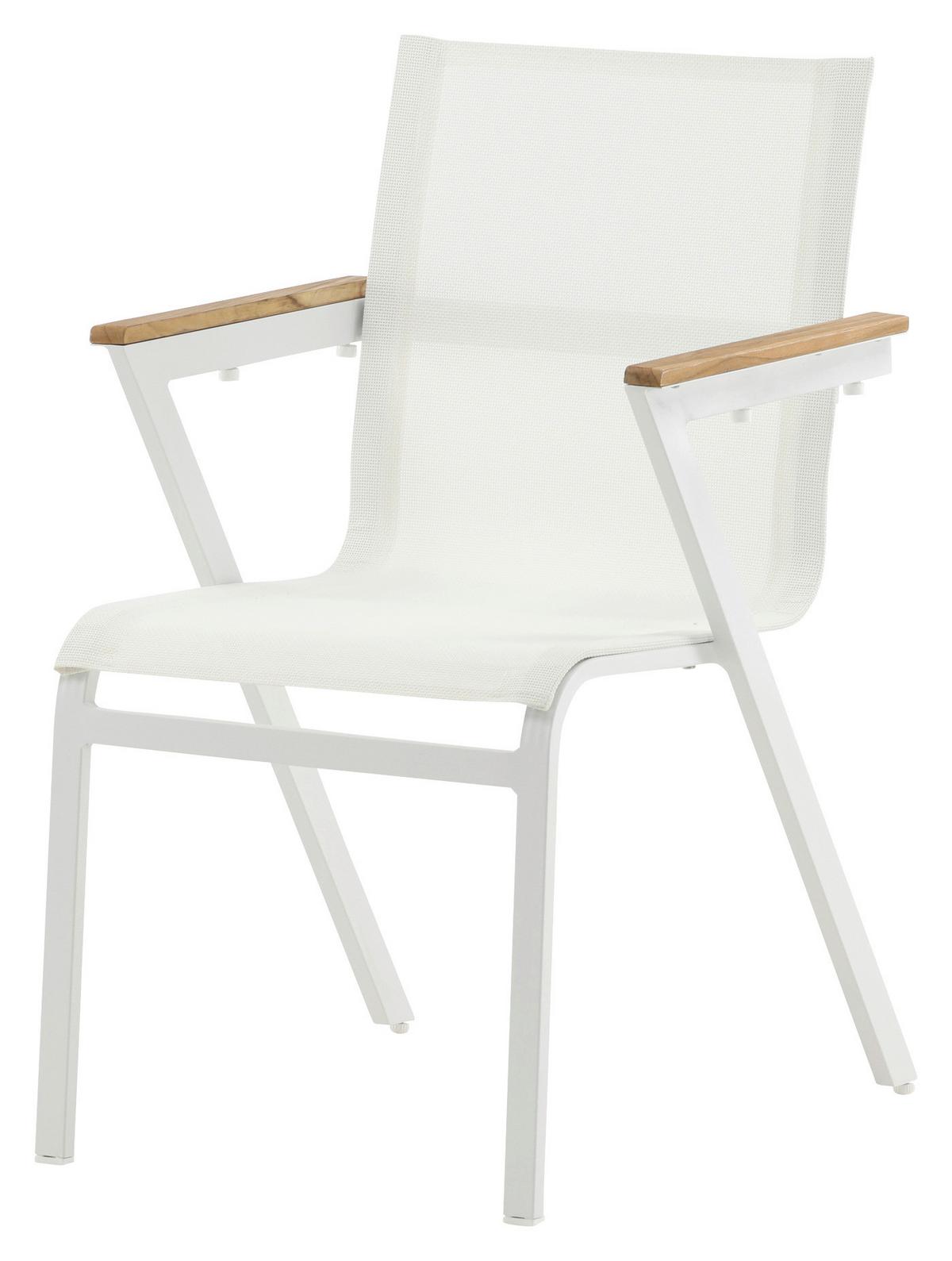 Stapelsessel-Set Mexico 2er Set ca. 57x87 cm Alu Weiß - Weiß, KONVENTIONELL, Holz/Metall (57/87/61cm) - Gardenson