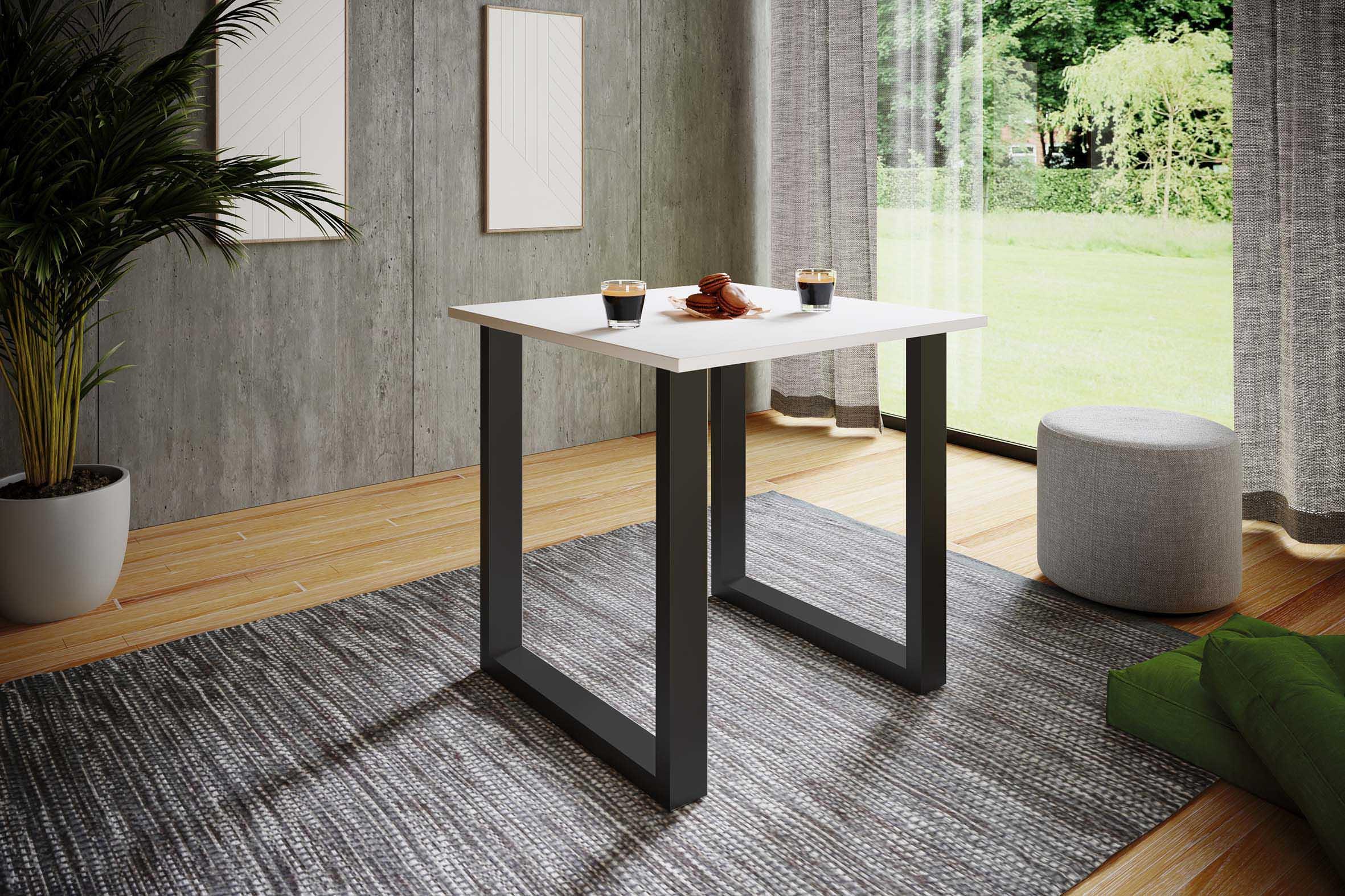 Jedilna Miza Xona, Bela, Črna - črna/bela, Basics, kovina/leseni material (80/80/76cm) - MID.YOU