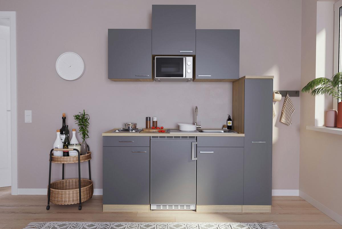 Kuhinjski Blok Z Aparati Luis, Barva Hrasta, Siva - siva/barve hrasta, Basics, umetna masa/leseni material (180cm) - Respekta