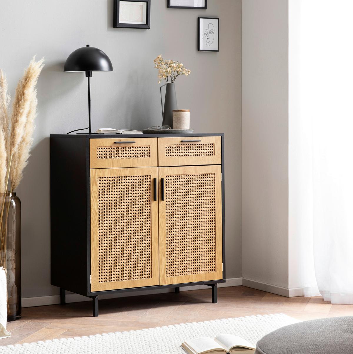 Komoda Wl6.830 - črna/rjava, Konvencionalno, kovina/leseni material (80/86,5/40cm) - Livetastic