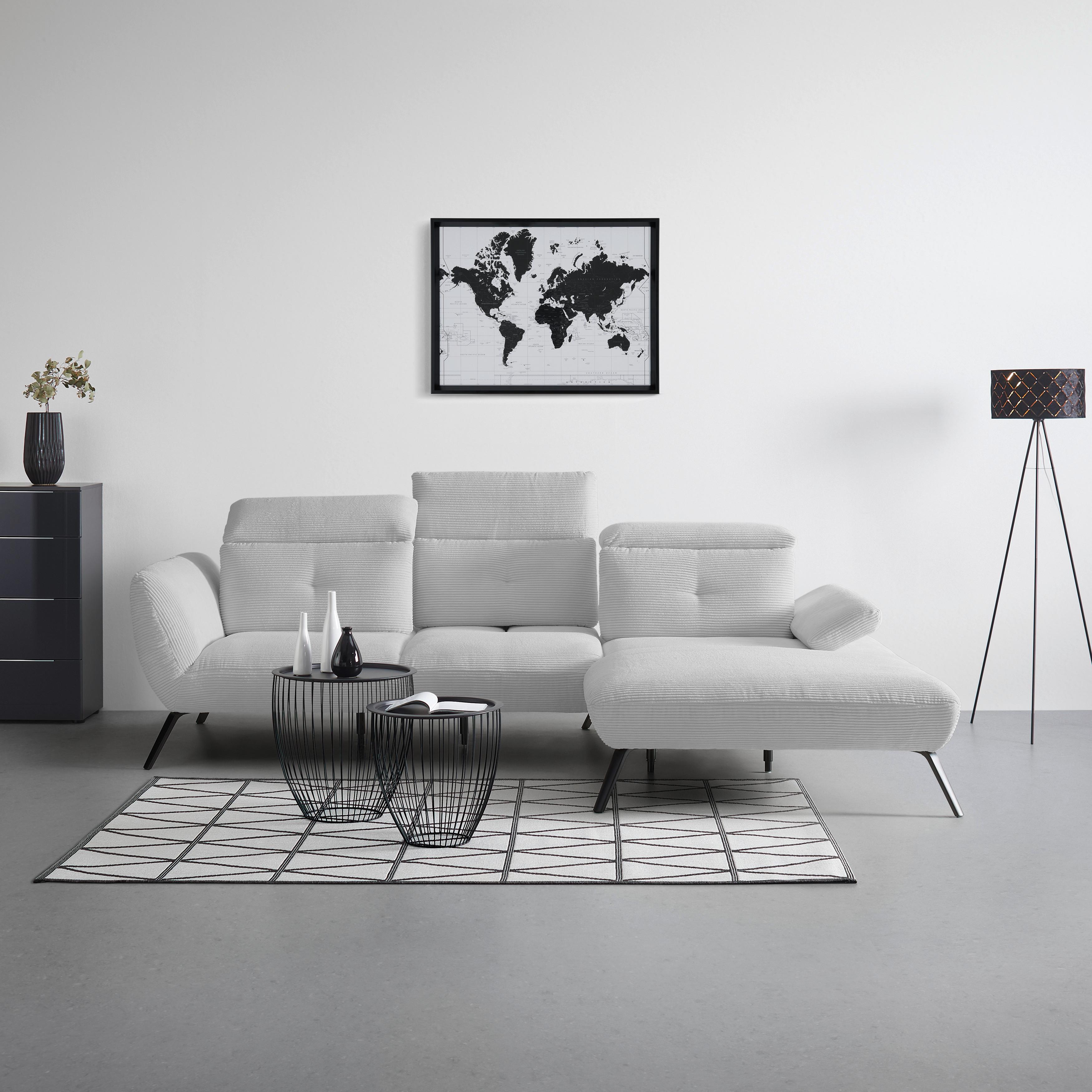 Wohnlandschaft Seattle Hellgrau - Hellgrau/Schwarz, MODERN, Holzwerkstoff/Textil (301/196cm) - Premium Living