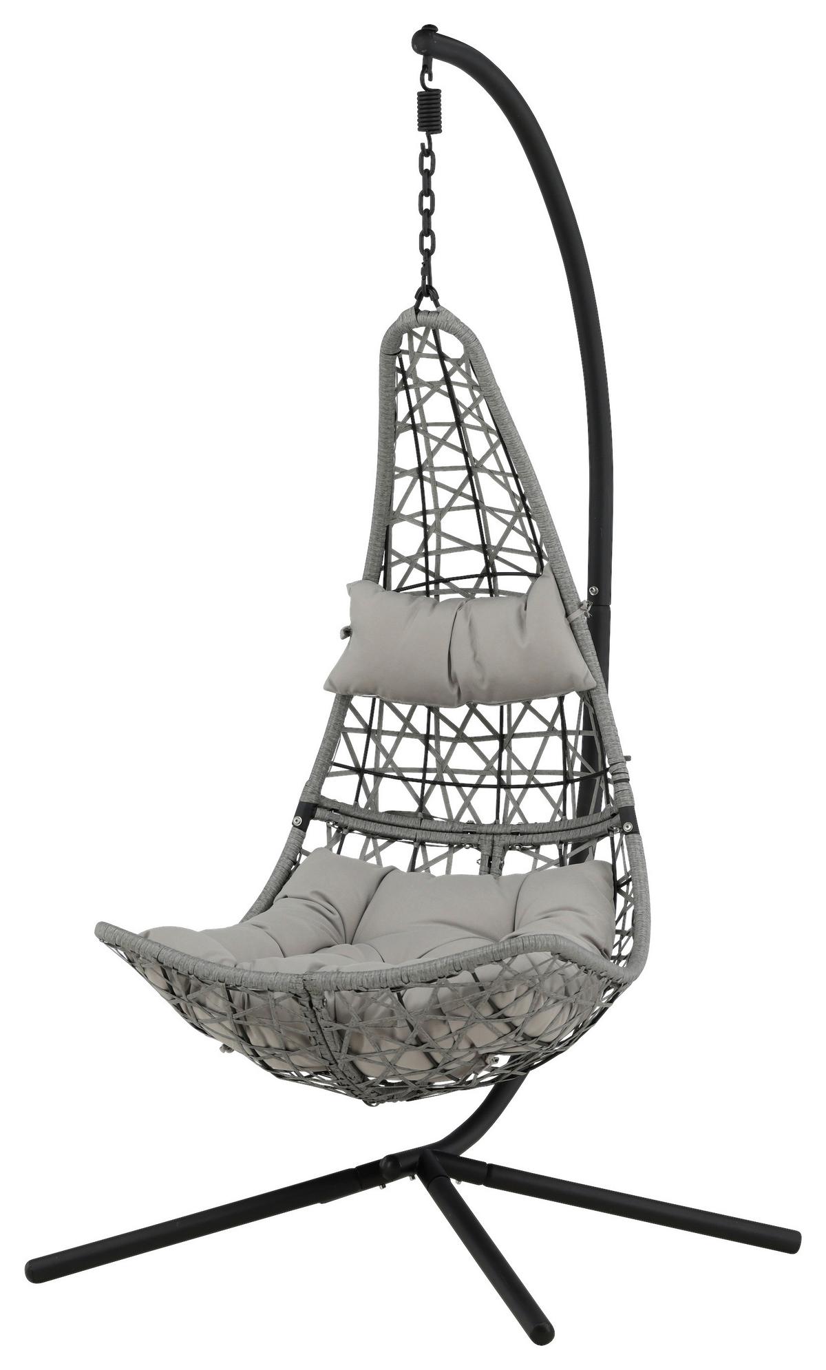 Hängesessel Edinburgh ca. 132x205x130cm Grau/Schwarz - Schwarz/Grau, KONVENTIONELL, Kunststoff (132/205/130cm) - Gardenson