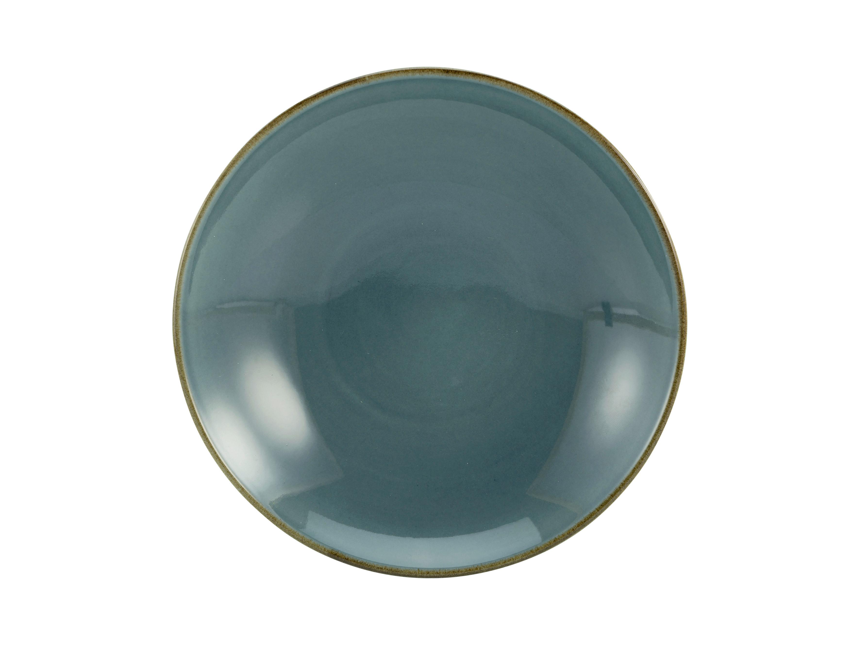 TALERZ DO ZUPY LINEN - niebieski, ceramika (22/22/4cm) - Premium Living
