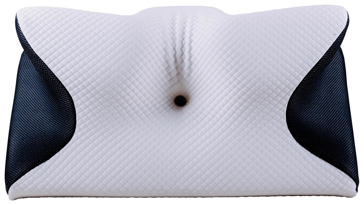 Pernă cervicală Butterfly - alb/gri, plastic/textil (61/34/12cm) - Premium Living