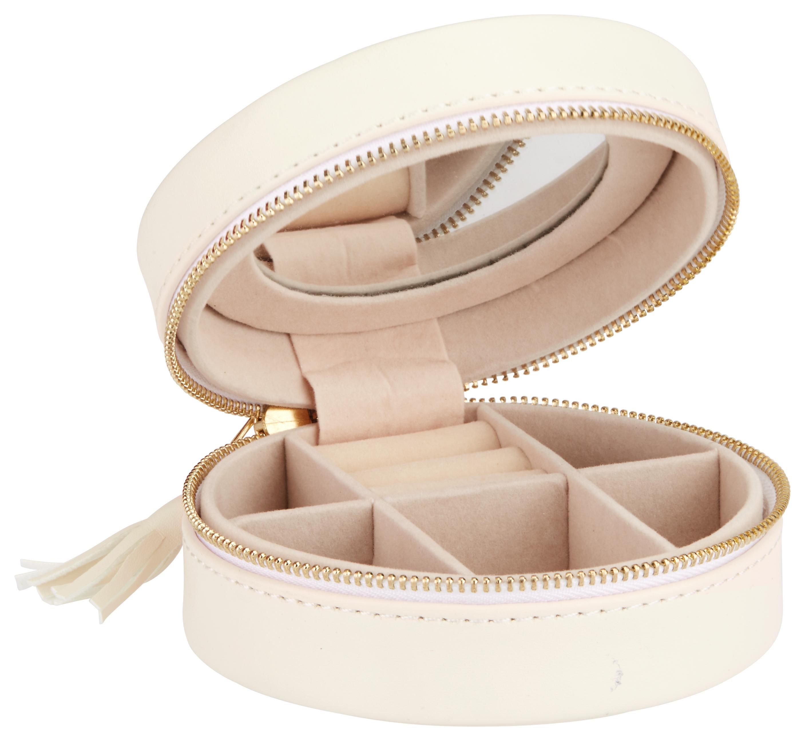 Schmuckschatulle Java Weiß - Weiß, Basics, Naturmaterialien/Textil (10.5/4.5cm)