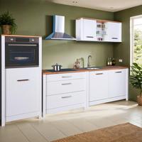 Küchenleerblock Bundle 4-Sorba o. Geräte Weiß - Silberfarben/Weiß, MODERN, Glas/Holzwerkstoff (300cm) - home24