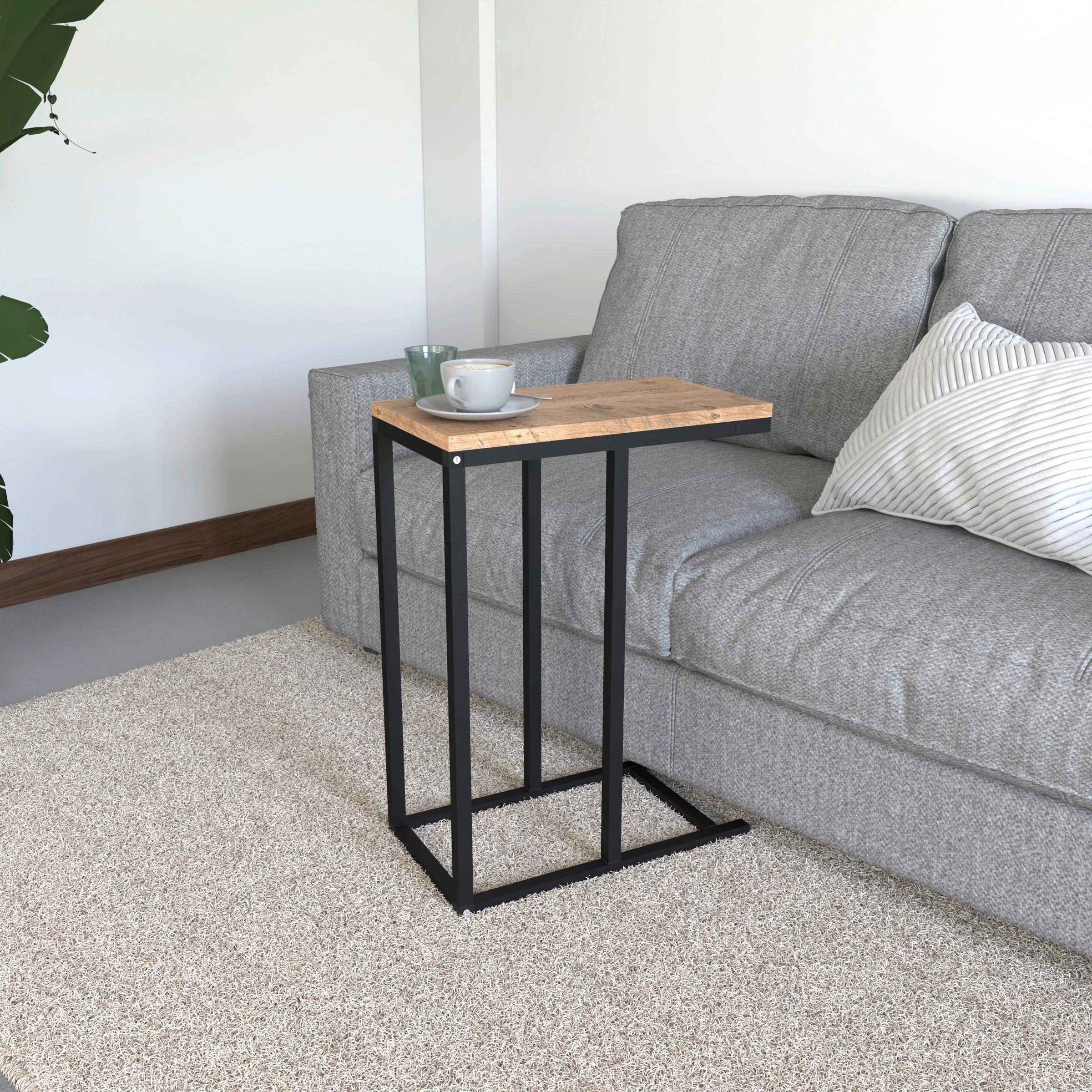BEISTELLTISCH INSASI - Honigeiche/Schwarz, Design, Holzwerkstoff/Metall (46/26/63cm) - MID.YOU