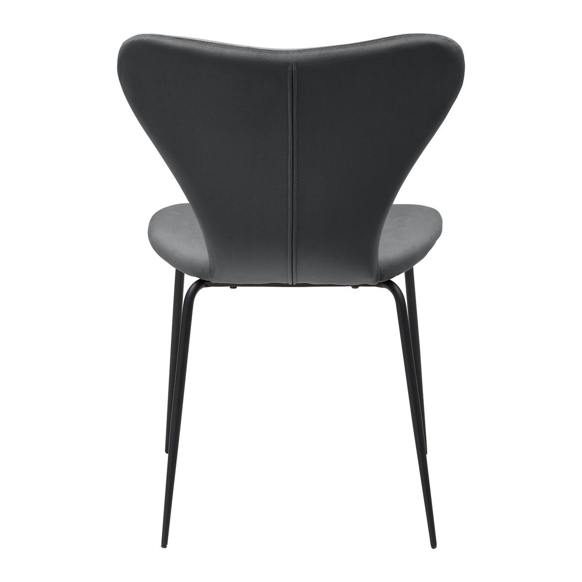 Stuhl Alicia Dunkelgrau Samt Gepolstert - Dunkelgrau/Schwarz, MODERN, Holz/Textil (53/82,5/53cm) - Bessagi Home