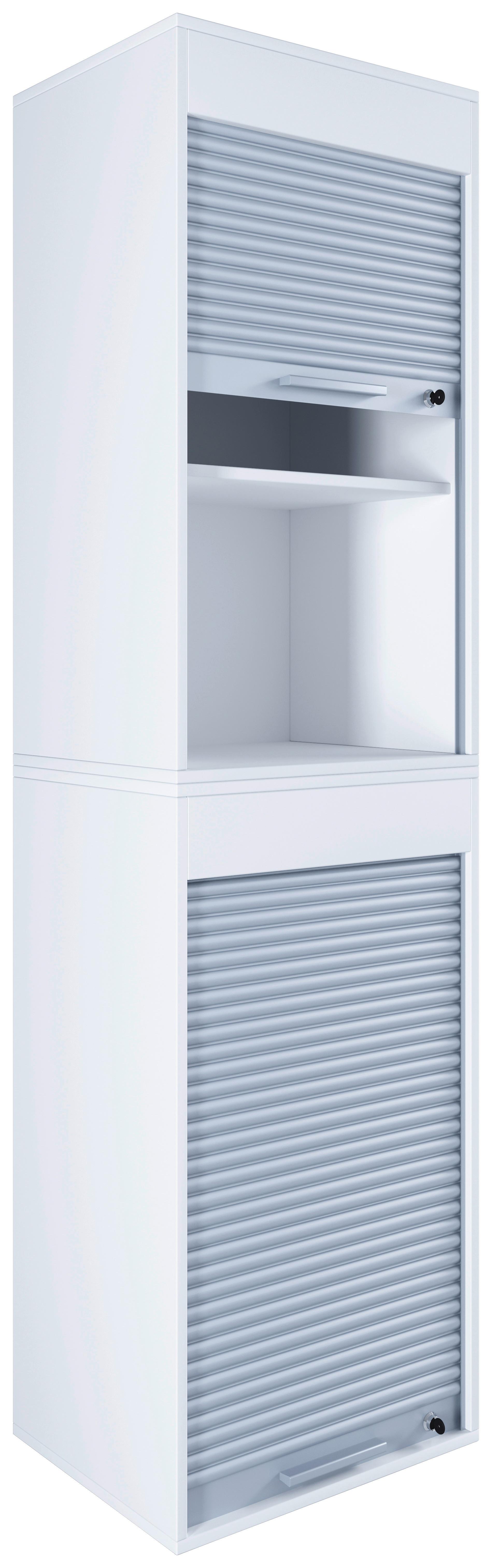 Aktenschrank Aktos XL Weiß/Grau - Weiß/Grau, MODERN, Holzwerkstoff/Kunststoff (50/186/40cm) - MID.YOU