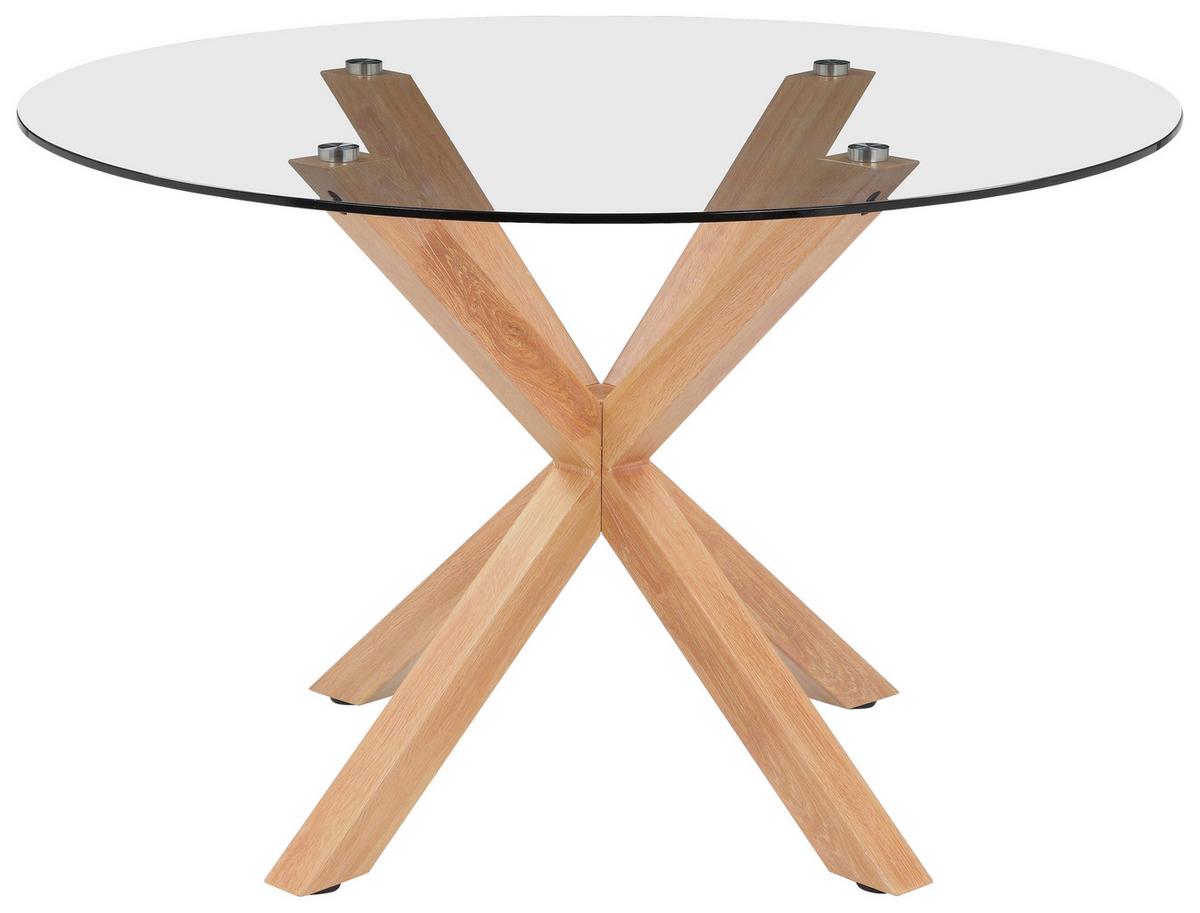 Jedilna Miza Nara, Barva Hrasta, Ø 119 - barve hrasta/prozorno, Moderno, kovina/steklo (119/75,5cm) - P & B