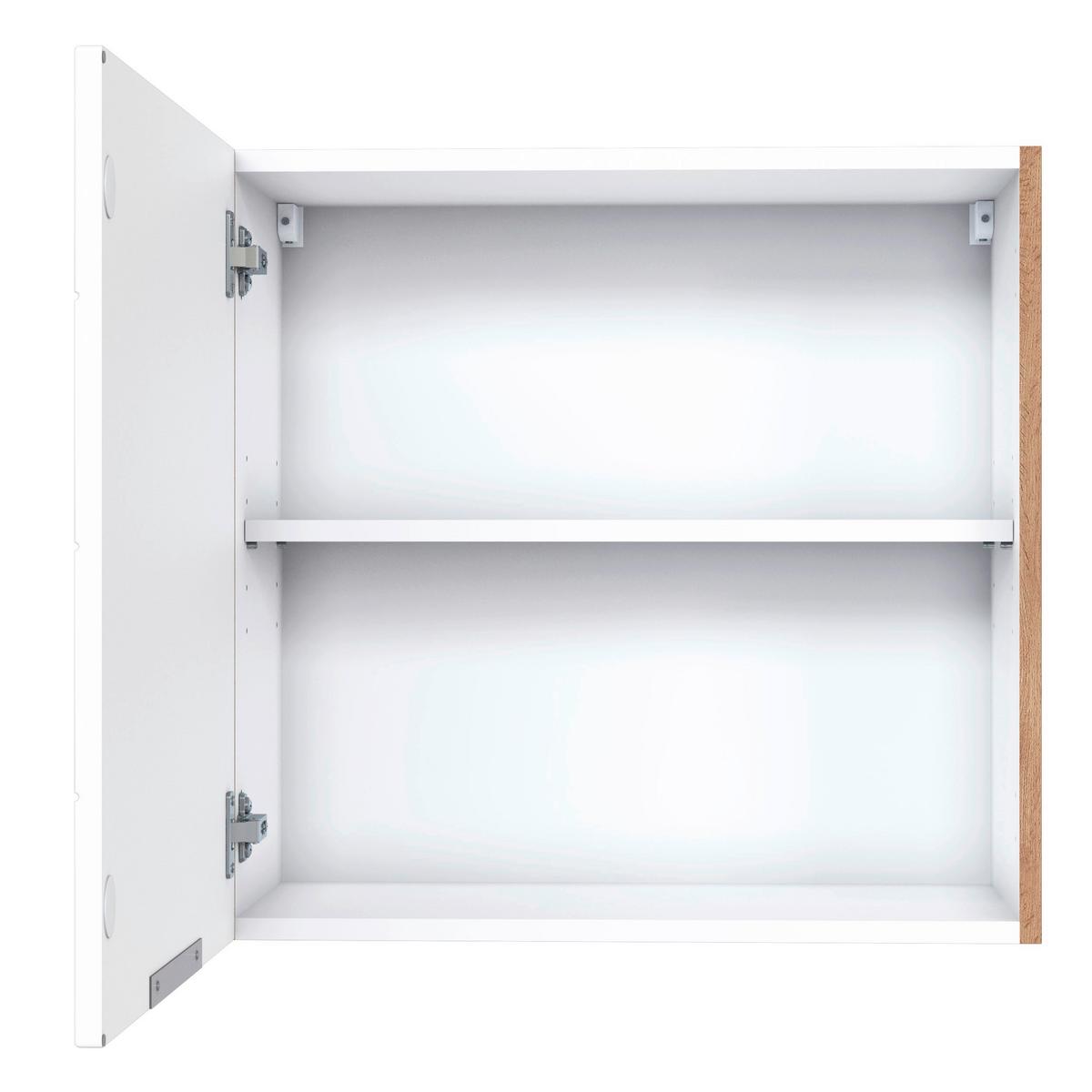 Küchenoberschrank Florenz ca. 60 cm Weiß/Eiche - Eiche Wotan/Weiß, Design, Holzwerkstoff/Metall (60/57/34cm) - Held