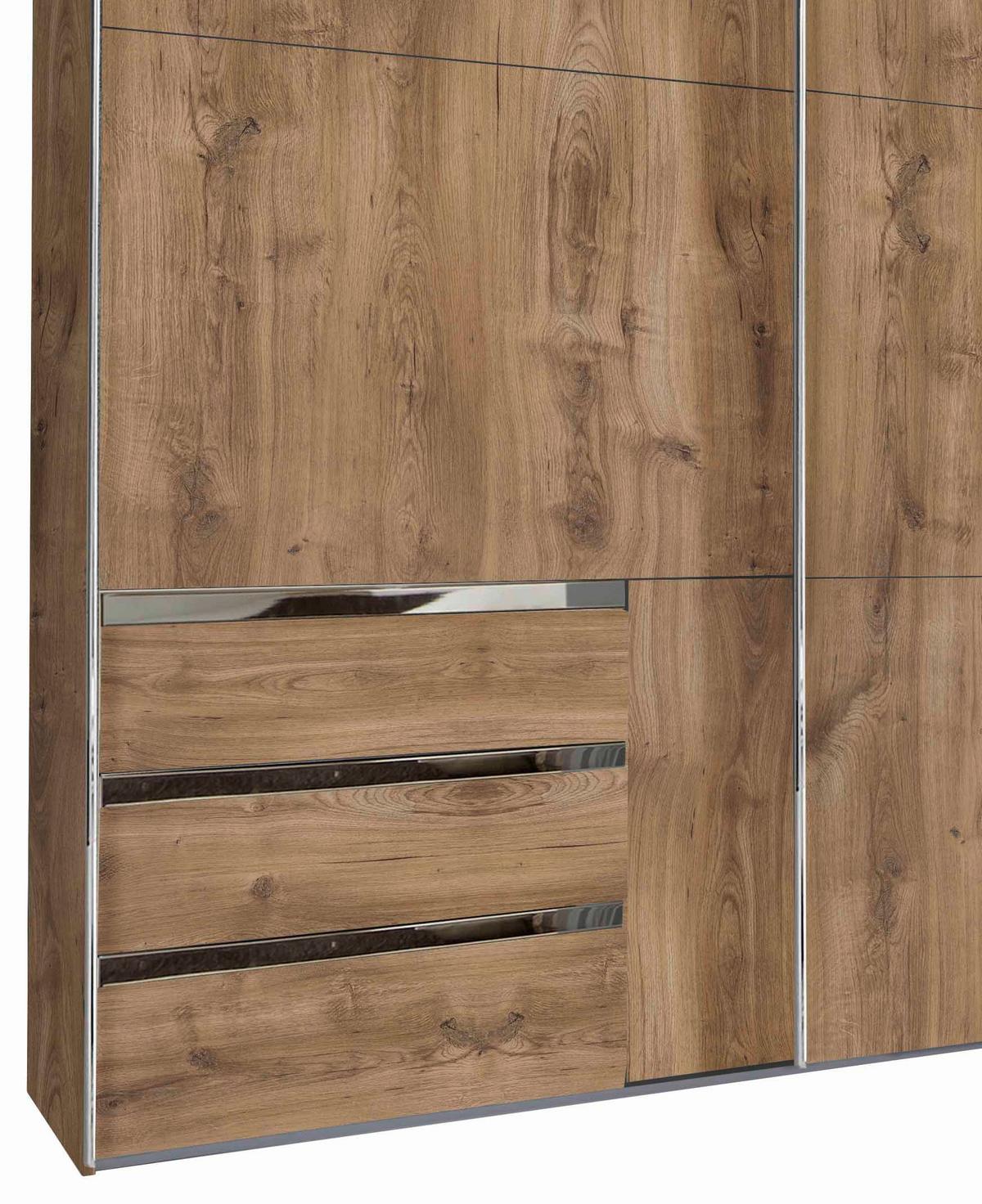 Ormar S Kliznim Vratima Level 36a - boje hrasta/boje kroma, Moderno, drvni materijal/metal (300/216/65cm) - Modern Living
