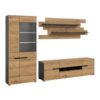 Dnevni Regal Canu, Siva, Barva Hrasta, Osvetlitev, 3-Delni - črna/hrast artisan, Design, umetna masa/leseni material (280/190/44cm) - Livetastic