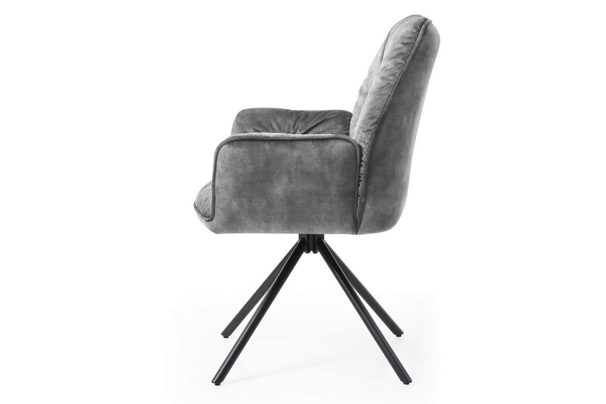 Naslanjač Vintage, Siva, Vrtljiv - siva/črna, Moderno, kovina/tekstil (61/90/59cm) - Livetastic