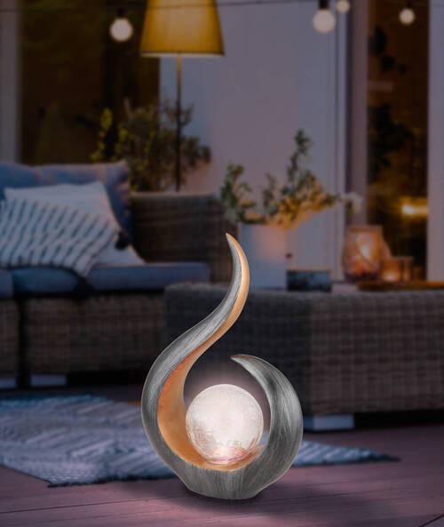 Solarna Svetilka Leonora, S Sijalko - zlate barve/črna, Design, umetna masa/steklo (22,5/10/33,5cm) - Globo