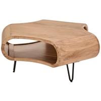 STOLIK KAWOWY MAGDALENA  -EXKLUSIV- - kolor akacjowy/czarny, Design, metal/drewno (95/95/39cm) - Carryhome