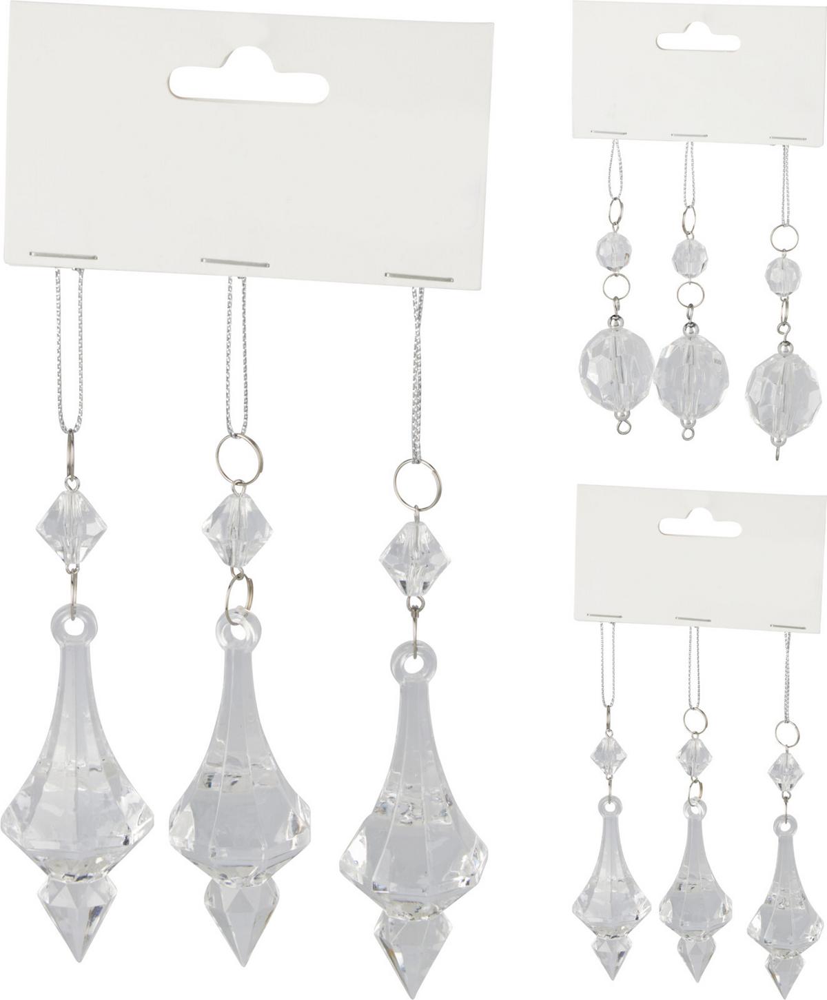 Set decorațiuni de agățat 3/1 cca. 2,5x9 cm Diamand - alb, Basics, plastic (2,5/9cm)
