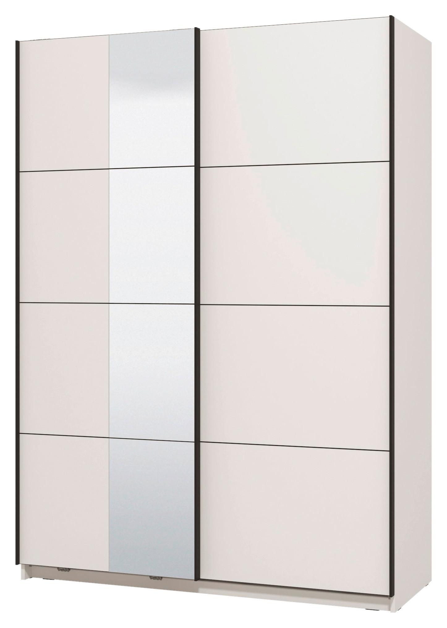 GARDEROB MED SKJUTDÖRRAR GARD 150 -TOP- - vit/svart, Klassisk, metall/trämaterial (146/217/61cm) - Mömax