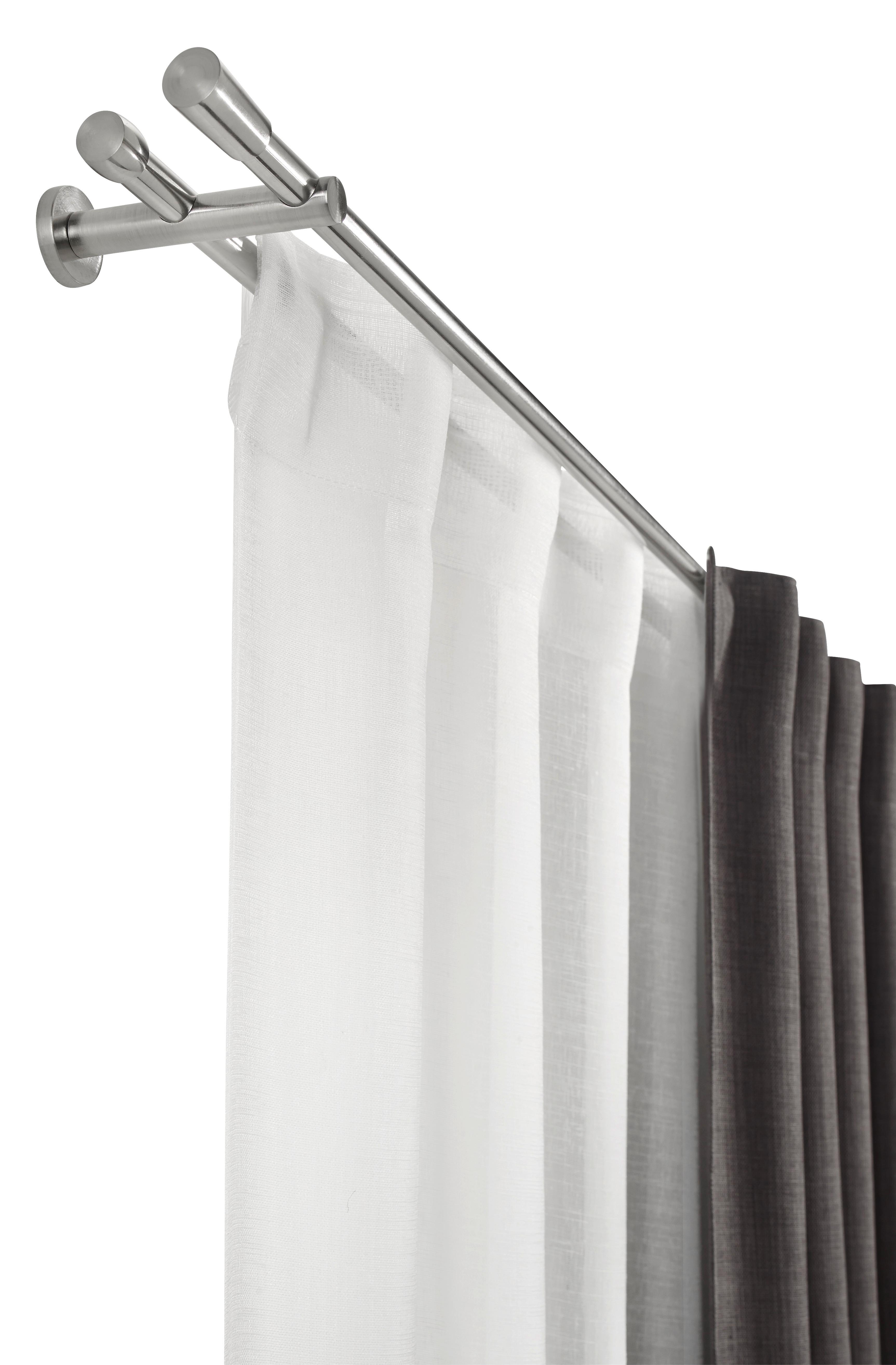 Vorhangstangenset Marie aus Metall ca. 240cm - Edelstahlfarben, Metall (240cm) - Modern Living