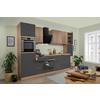 Küchenzeile Premium m. Geräte Grau/Eiche B: ca. 330 cm - Eichefarben/Grau, Basics, Holzwerkstoff (330cm) - Respekta