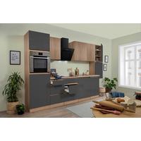 Küchenzeile Premium m. Geräte Grau/Eiche B: ca. 330 cm - Eichefarben/Grau, Basics, Holzwerkstoff (330cm) - Respekta
