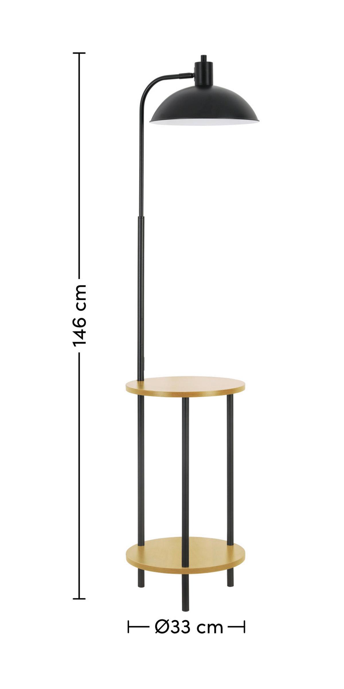 Stoječa Svetilka Tablem - črna/barve hrasta, Moderno, kovina/les (33/146cm) - Premium Living