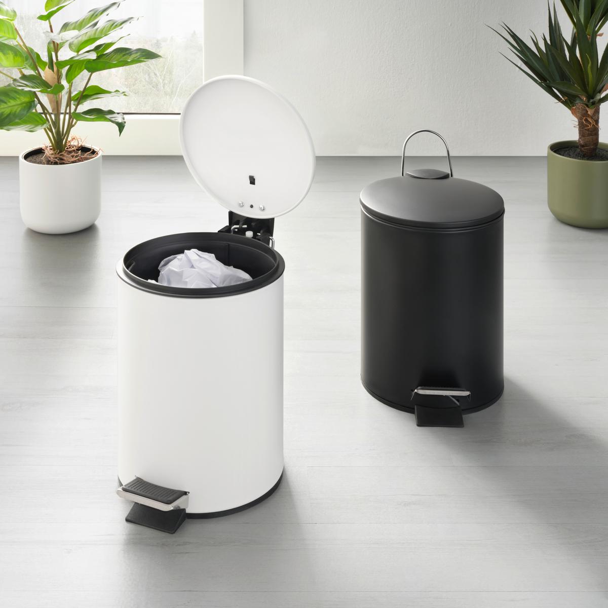 Kosmetikeimer Noah Weiß Ca. 3 L - črna/bela, Moderno, kovina/umetna masa (17/25cm) - Mömax