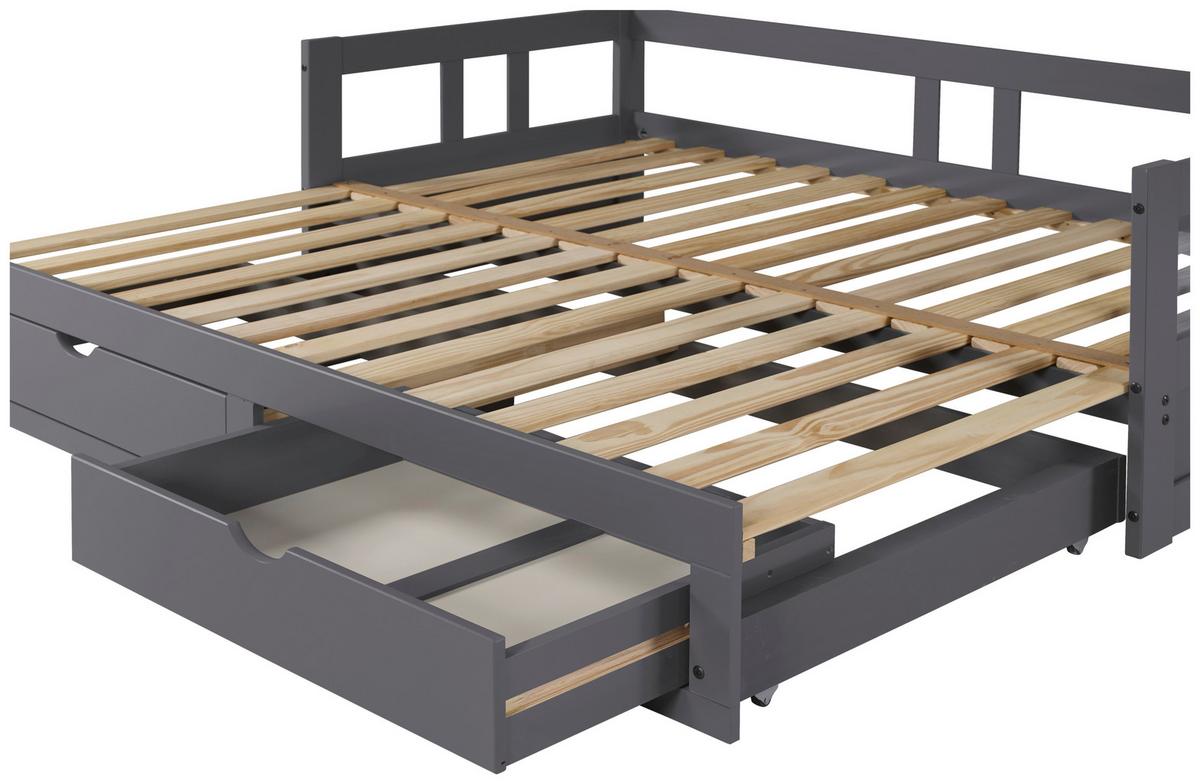 Raztegljiva Postelja Livio, Antracit, 90-180x200cm - naravne barve/antracit, Romantika, kovina/umetna masa (90-180/200cm) - MID.YOU