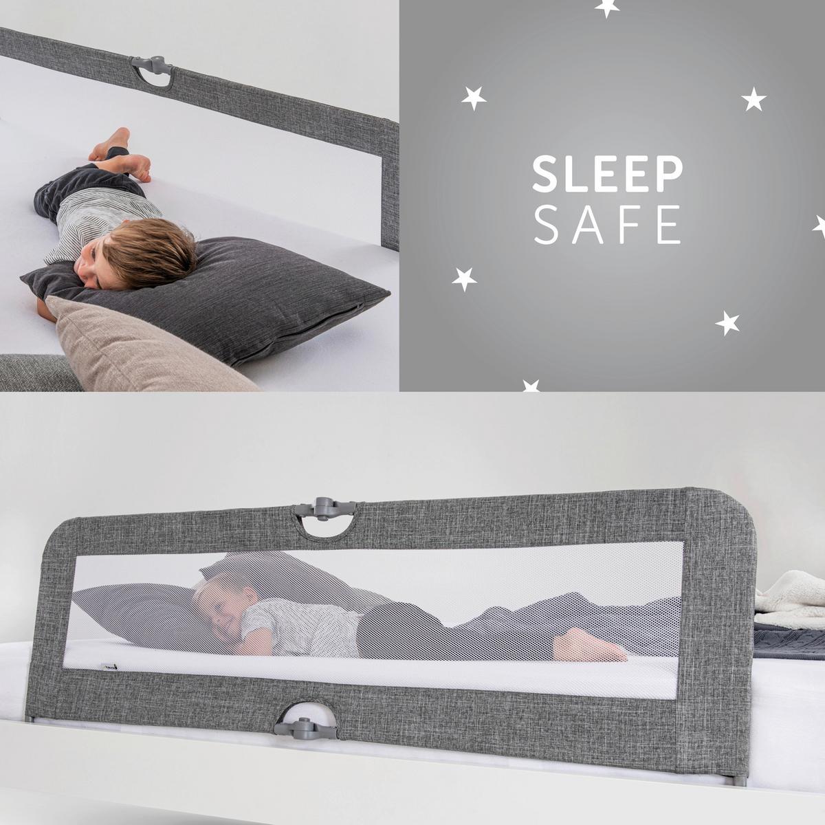 BRAMKA CHRONNA DO ŁÓŻECZKA 59577 SLEEP N SAFE PLUS XL - szary, Basics, tkanina (150/50/44cm) - Hauck