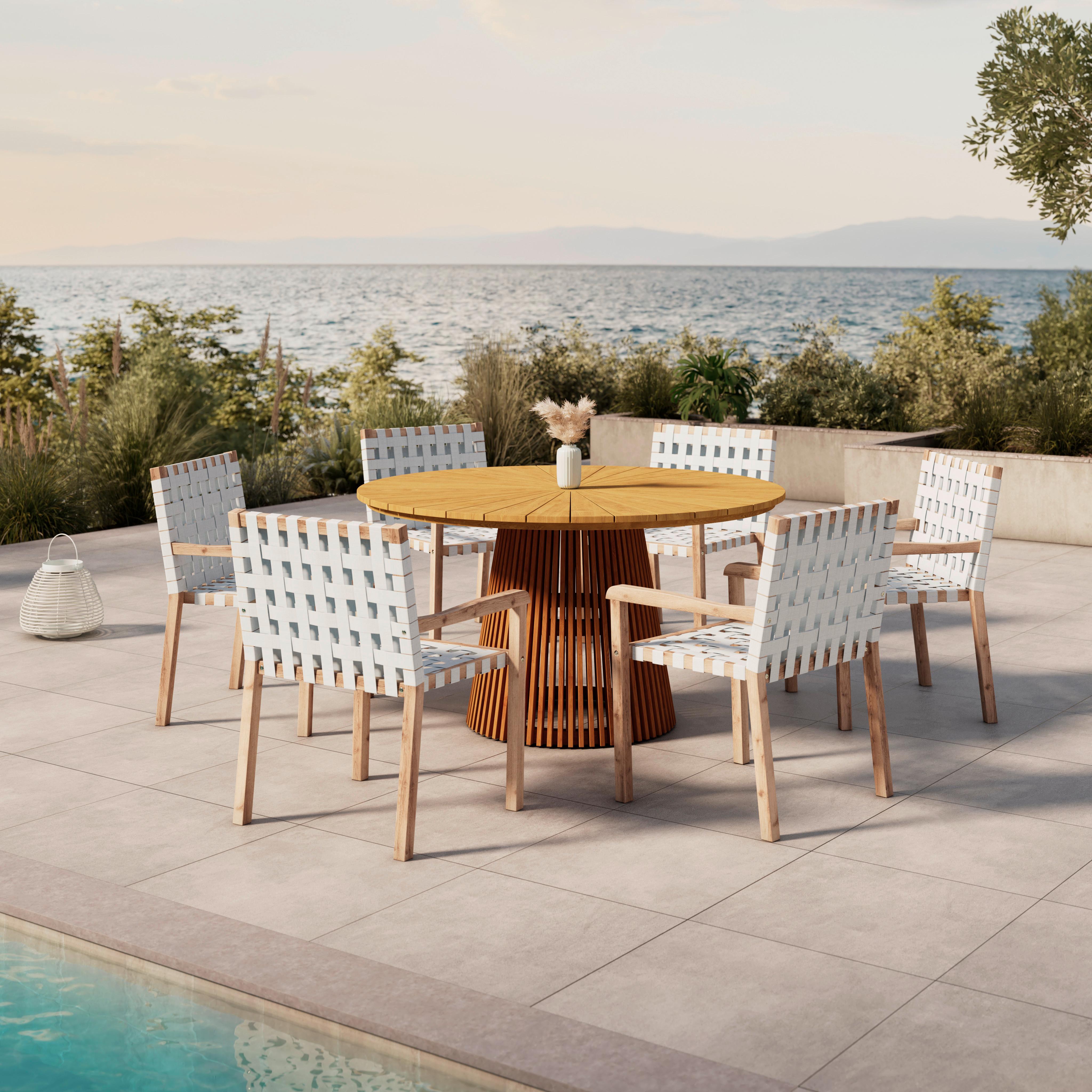 Gartensessel-Set 2-er Set Lauria Creme Holz/Textil - Creme/Akaziefarben, MODERN, Holz/Textil (58,5/84/60cm) - Bessagi Garden