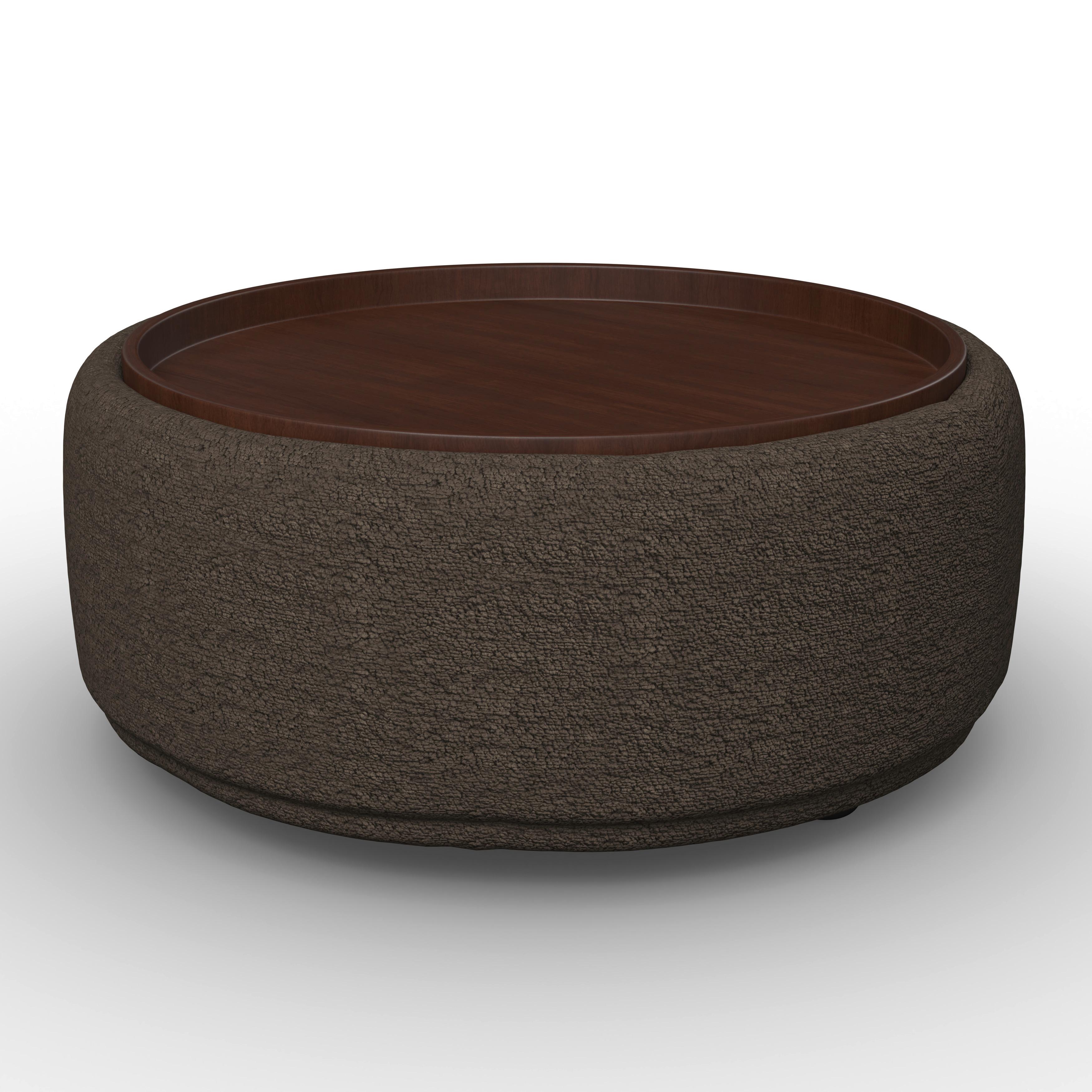 Couchtisch Kira Chenille Braun / Walnuss - Schwarz/Braun, MODERN, Holz/Textil (86/86/43cm) - Bessagi Home